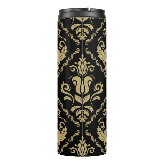 Damask Black Gold: Classic Ornament. Thermosbeker (Achterkant)