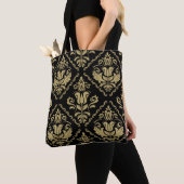 Damask Black Gold: Classic Ornament. Tote Bag (Dichtbij)