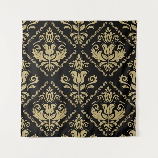 Damask Black Gold: Classic Ornament. Wandkleed (Voorkant)