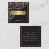 Damask Black Gold Executive Vierkante Visitekaartje (Voorkant / Achterkant)