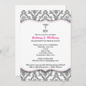 Damask Black hot roze Nurse afstuderen RN BSN LPN Kaart (Voorkant / Achterkant)