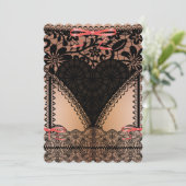 Damask Black Lace Corset Lingerie Bachelorette Kaart (Staand voorkant)