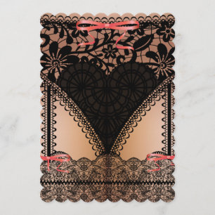 Damask Black Lace Corset Lingerie Bachelorette Kaart