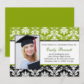 Damask Black limoen Graduation Party Kaart (Voorkant / Achterkant)