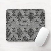 Damask Black op Faux Grey Stone Muismat (Met muis)