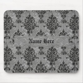 Damask Black op Faux Grey Stone Muismat