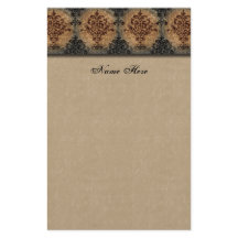 Damask Black op Tan Faux Parchment