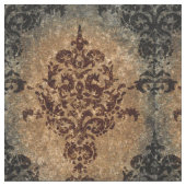 Damask Black Rust op Grey en Tan Stof (Close Up)