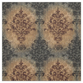 Damask Black Rust op Grey en Tan Stof
