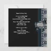 Damask Black White Bow Invitation All Occasion Kaart (Achterkant)