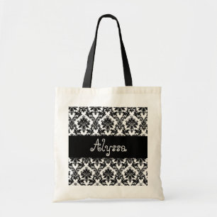 Damask Black White Bride of Bridesmaid Gift Tote Bag
