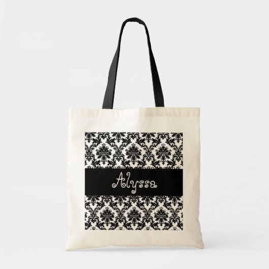 Damask Black White Bride of Bridesmaid Gift Tote Bag (Voorkant)