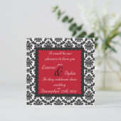 Damask Black & White Formal Wedding/Uitnodiging Kaart (Staand voorkant)