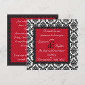 Damask Black & White Formal Wedding/Uitnodiging Kaart (Voorkant / Achterkant)