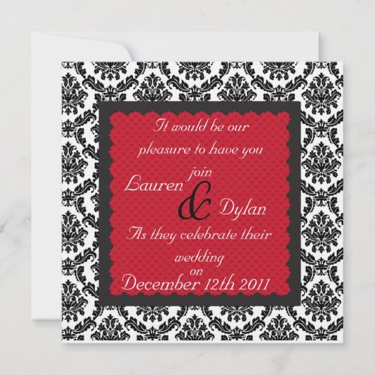 Damask Black & White Formal Wedding/Uitnodiging Kaart (Voorkant)