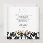 Damask Black White Gold Silver Cream Elegant Party Kaart (Achterkant)