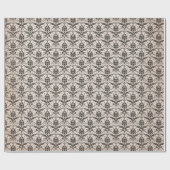 Damask  Black White Grunge-lospagina Cadeaupapier (Vlak)