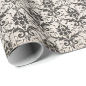 Damask  Black White Grunge-lospagina Cadeaupapier (Rol Hoek)
