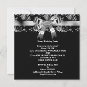 Damask Black White Jewel Silver Bow 40th Kaart (Achterkant)