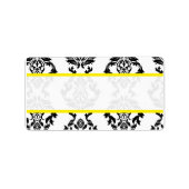  Damask Black White Yellow Mailing Labels (Voorkant)