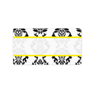  Damask Black White Yellow Mailing Labels
