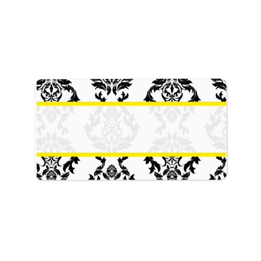 Damask Black White Yellow Mailing Labels (Voorkant)