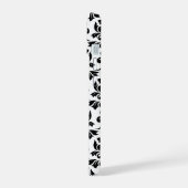 Damask blad groot patroon zwart op wit iPhone 15 case (Linkerkant)