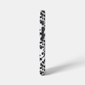 Damask blad groot patroon zwart op wit iPhone hoesje (Linkerkant)