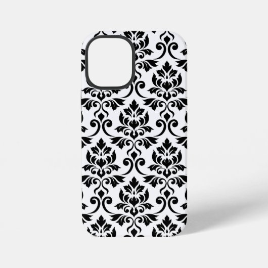 Damask blad groot patroon zwart op wit iPhone hoesje (Achterkant)