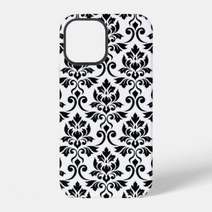 Damask blad groot patroon zwart op wit iPhone 12 hoesje