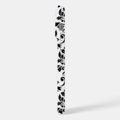 Damask blad groot patroon zwart op wit iPhone hoesje (Linkerkant)