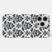 Damask blad groot patroon zwart op wit iPhone hoesje (Achterkant horizontaal)