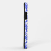 Damask  blauw- en wit grijs bloempatroon Case-Mate iPhone case (Achterkant/rechts)