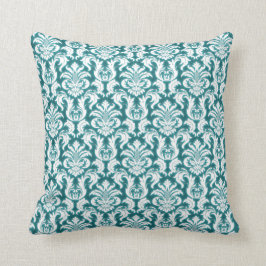 Damask Blauwgroen Blue Turquoise Ocean White Velve Kussen