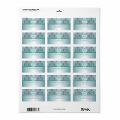 Damask blauwgroen monogram Terugkeeradresetiket Etiket (Full Sheet)