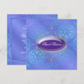 Damask Blauwgroen Paarse Sweet 16 verjaardagsfeest Kaart (Voorkant / Achterkant)