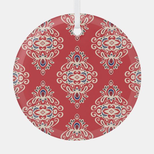 Damask : Bloei naadloos patroon. Glas Ornament (Voorkant)
