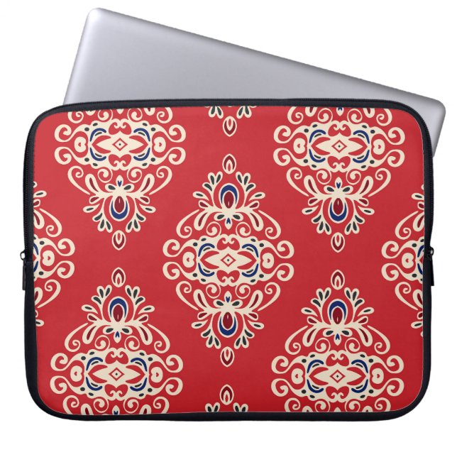 Damask : Bloei naadloos patroon. Laptop Sleeve (Voorkant)