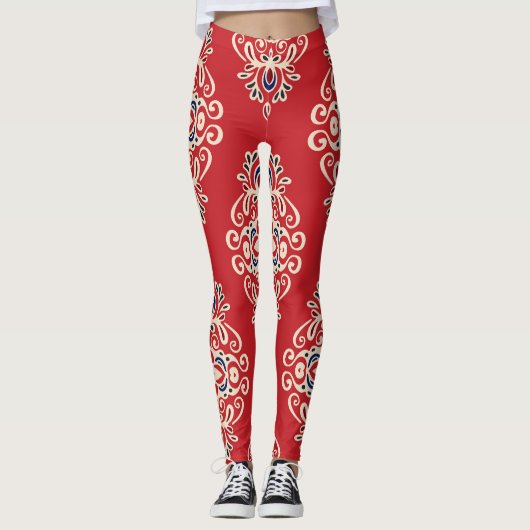 Damask : Bloei naadloos patroon. Leggings (Voorkant)