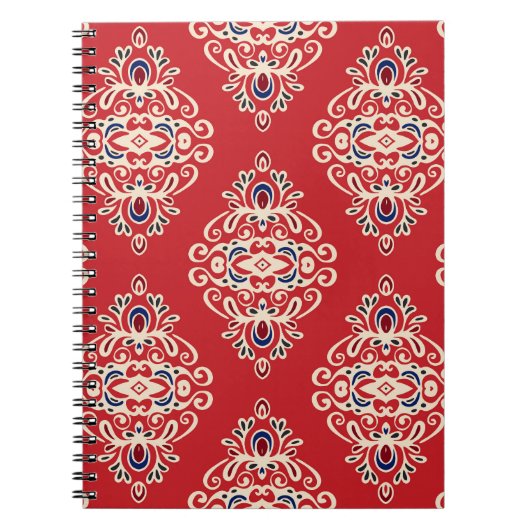 Damask : Bloei naadloos patroon. Notitieboek (Voorkant)