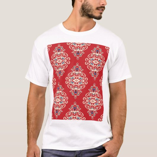 Damask : Bloei naadloos patroon. T-shirt (Voorkant)