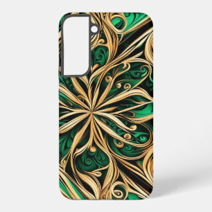Damask Bloem Goud Zwart Teal Samsung Galaxy Hoesje