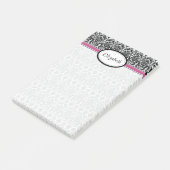 Damask Bloemen Zwart Wit Roze Gepersonaliseerde Na Post-it® Notes (Schuin)