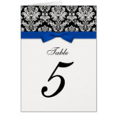 Damask Blue Bow tafel zitnummer (Voorkant)