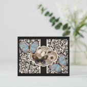 Damask & Blue Briefkaart (Staand voorkant)