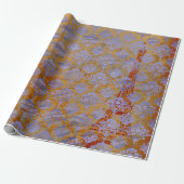 Damask Blue Cobalt Old Paris Roos Gold Royal Cadeaupapier (Uitgerold)