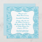 Damask Blue Elegance Uitnodiging (Voorkant / Achterkant)