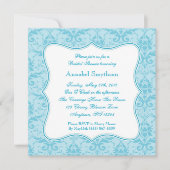 Damask Blue Elegance Uitnodiging (Voorkant)