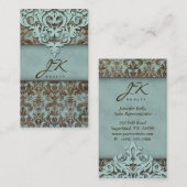  Damask Blue Elegant Crown Western Visitekaartje (Voorkant / Achterkant)