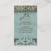  Damask Blue Elegant Crown Western Visitekaartje (Achterkant)